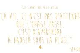 La vie, ce n'est pas attendre que l'orage passe, c'esr d'appendre à danser sous la pluie