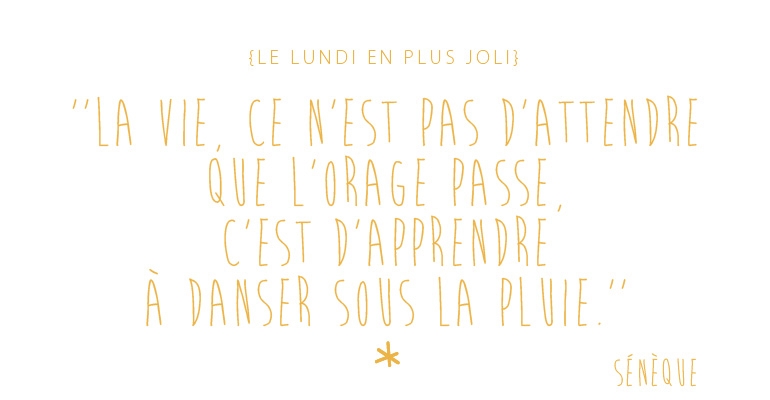 La vie, ce n'est pas attendre que l'orage passe, c'esr d'appendre à danser sous la pluie